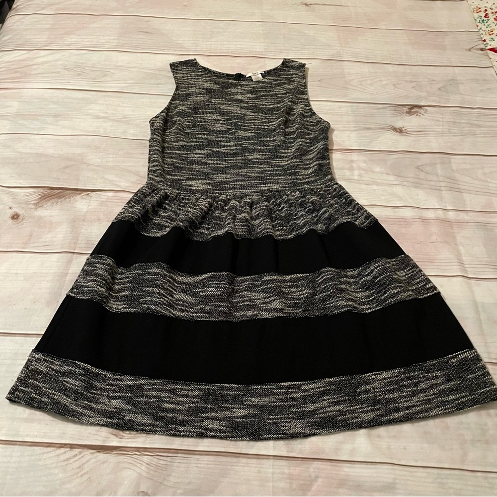 BAR lll Dress Size XXL Sleeveless Black Gray Stripe Knit Tweed Structured Plus